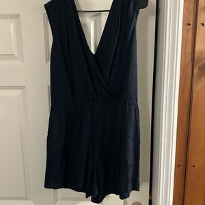 Navy Sleeveless Wrap Romper - LOFT Size Large